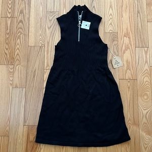 NWT - Black Sleeveless Knit O-Ring Zip Dress